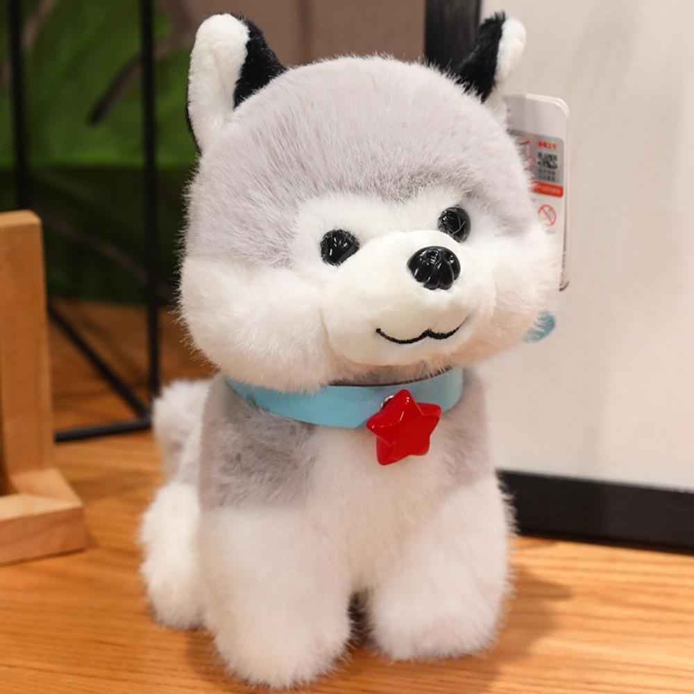 Realistic Husky Dog  Doll Pendants PP Cotton Simulation Dog Poodle Stuffed Doll  Kids Gifts