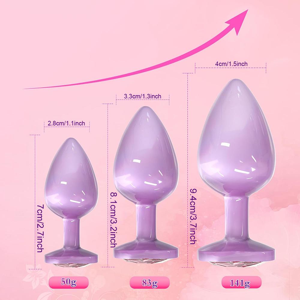 Vibrant Purple Metal Butt Plug for Men and Women - Erotic Toy