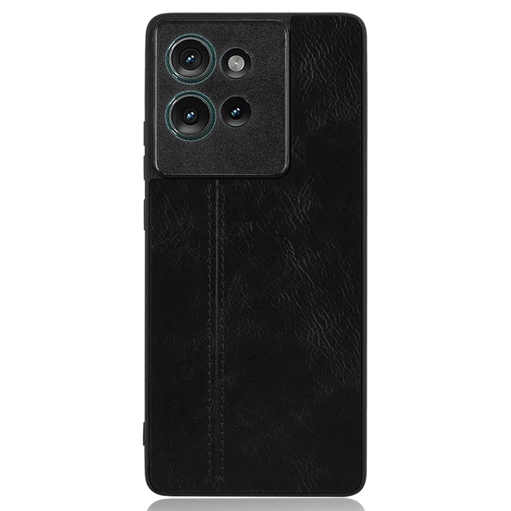 

For Motorola Edge 50 5G Case Leather+TPU+PC Phone Cover Stitching Line Black