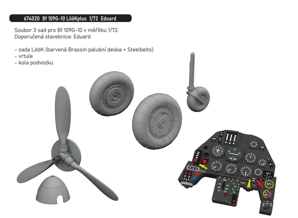 Eduard 1/72 Scale LookPlus Bf109G-10 Instrument Panel and Parts Set (for Eduard) Plastic Model Parts EDU674020