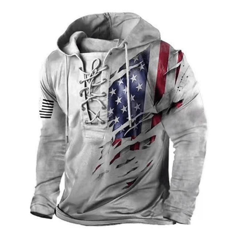 Herren Kapuzenpullover Lockerer Schnitt Mit 3D Digitalem Tierdruck Air Layer Stoff Langarm Freizeit Oberteil Alles