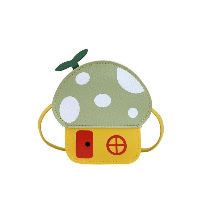 Adorable Mushroom Design Pu Children's Crossbody Bag Fashionable Mini Coin Purse Cute Shoulder Bag For Little Girls