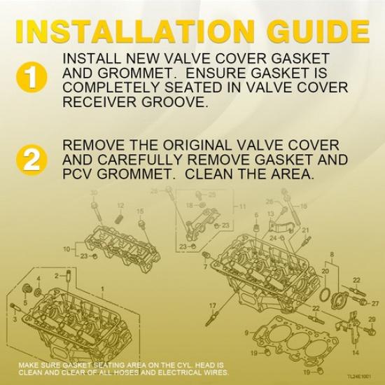 Valve Cover Gasket Set For 2001-2005 Honda Civic 1.7L L4 D17A1 D17A2 VS50606R EV