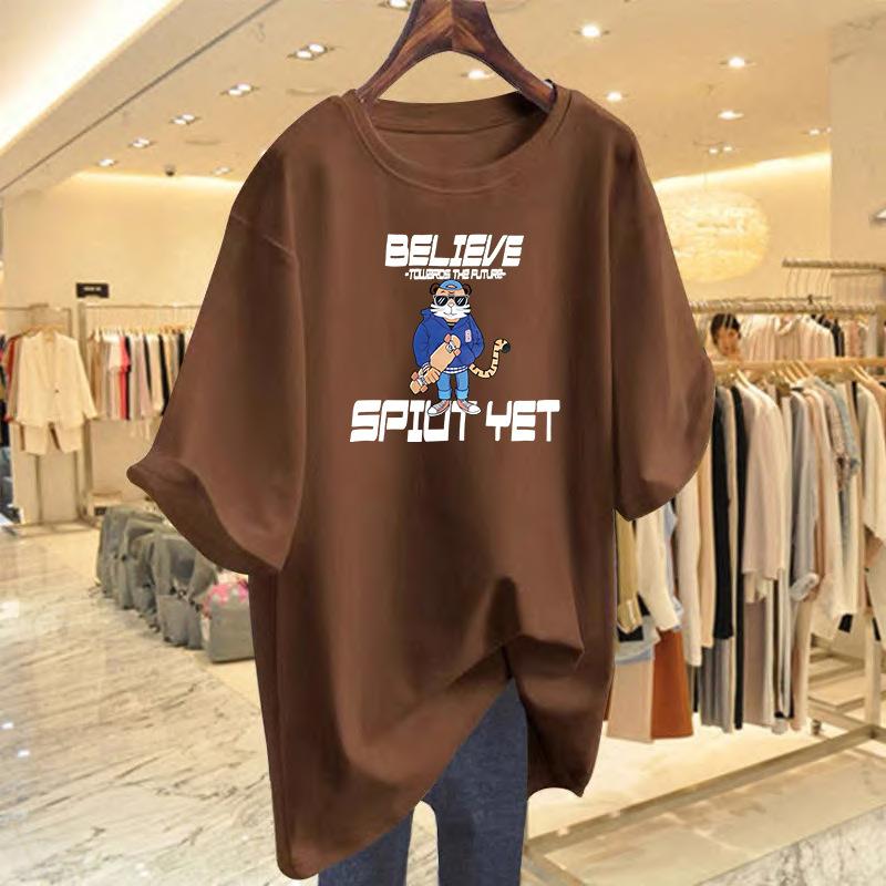 

Spring new cotton t-shirt letter printing loose fashion top bottoming shirt short sleeve women XXXL