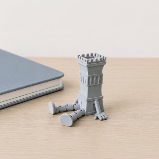 3D Printed Articulated Castle Action Figure, Flexible Fantasy Tower Toy, Creative Desk Decor & Fidget Toy, Unique Gift for Model Lovers Kids