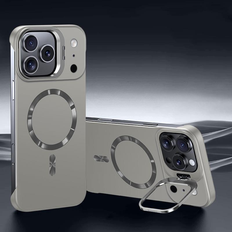 Ultra Thin Metal Lens Holder Frameless for Magsafe Magnetic Case for Iphone 17 Air 16 15 14 Pro Max 13 Solid Matte Skin PC Cover