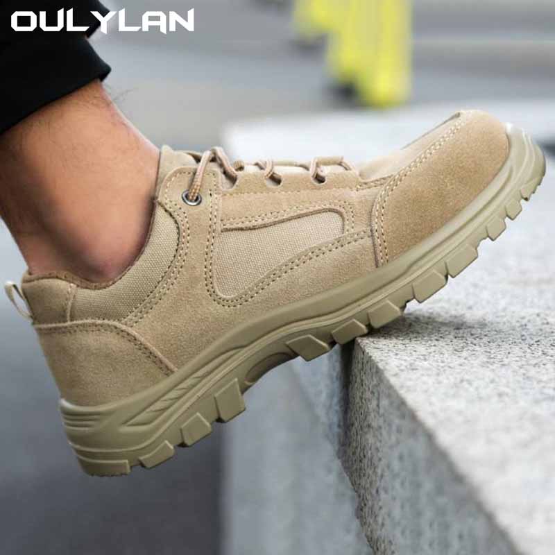 Oulylan Labor Footwear Anti Puncture Steel Toe Safety Boots  Wear Resistant Work Protective Shoes Male Summer Breathable For Men
