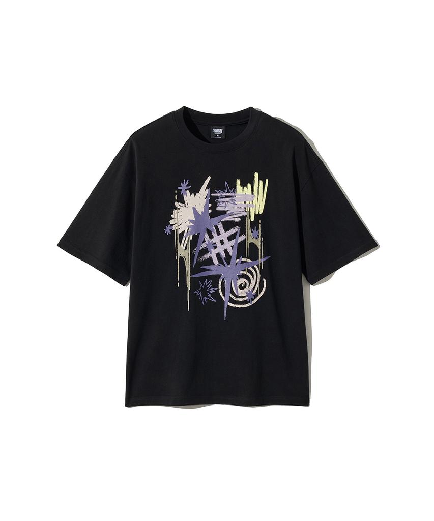 GAKKAI UNIONS Star Scribble Short Sleeve T-Shirt Black