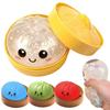 Simulation Baozi Dumpling Squishy Toy,With Steamer Box,Colorful Glitter Dumpling Slow Rising Stretchy Toy Anti-Anxiety Gift