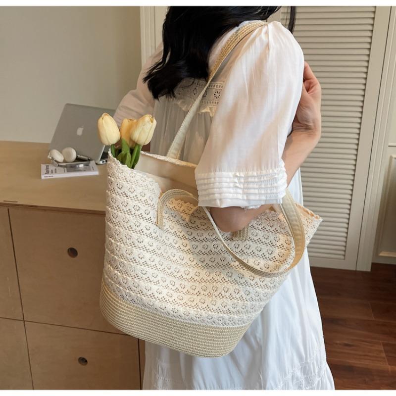 Large-capacity commuter tote bag women's summer new woven straw bag seaside vacation wind beach bag