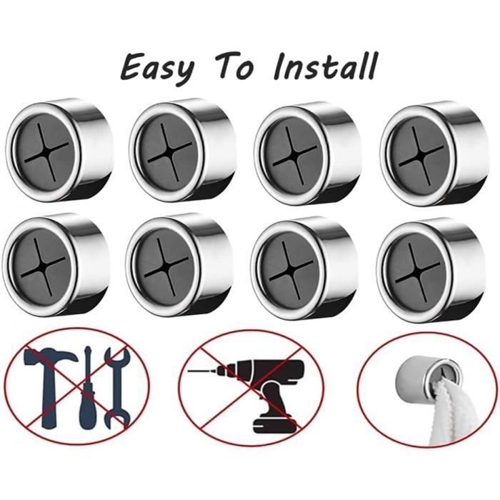 Self-Adhesive Dishcloth Holder - SSS - Round - Silver Metal - 8 Pieces - 4.2 X 2.2 Cm