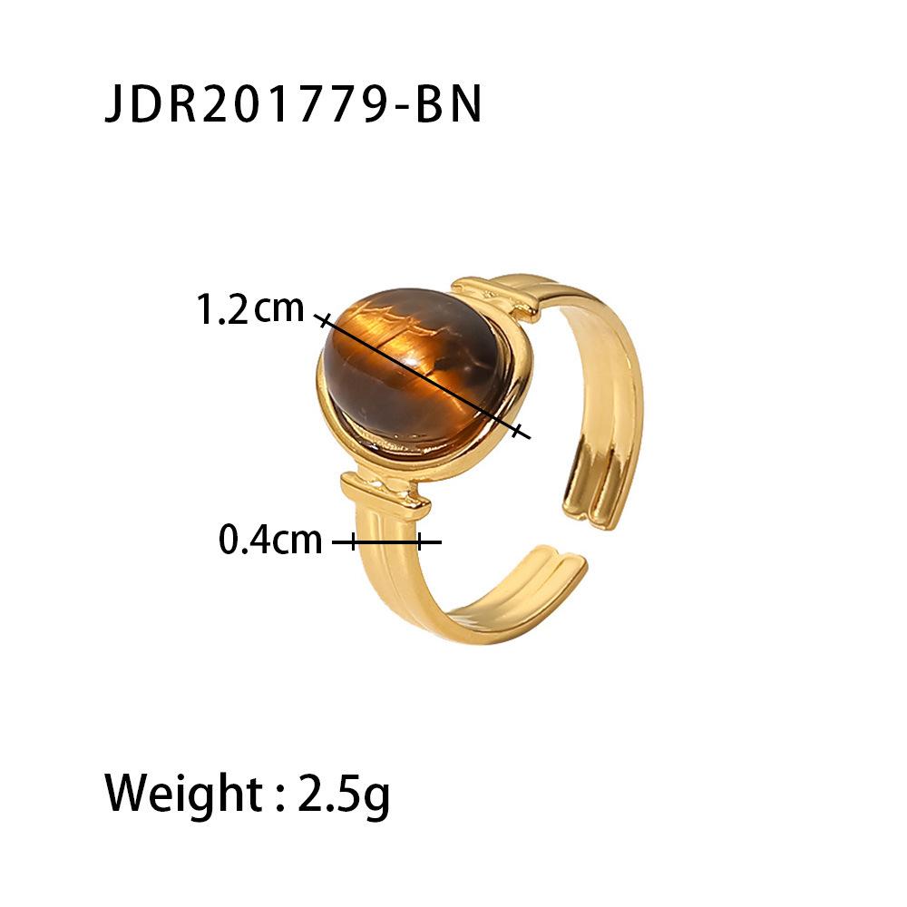 Europäischer und amerikanischer INS Internet-Star gleicher Ring 18K Gold ovaler Tigerauge/grüner/violetter Halbedelstein offener Ring