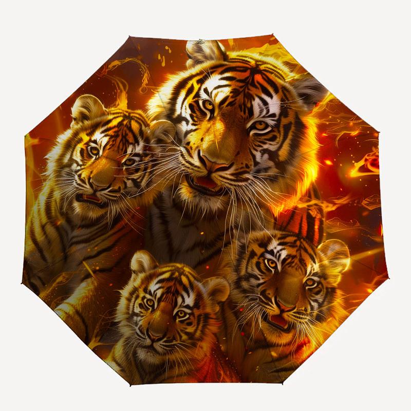 Tiger Family- Automatic Umbrella,Suitable for Men and Women,Suitable for Birthdays, Christmas, Gifts for Fashion Lovers0932b