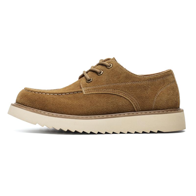 

New Mens Casual Oxford Shoes Robust Thick Sole Crafted Luxurious Cow Suede Classics Boast Round Toe Low-top Fashion Retro Shoes 38 хаки