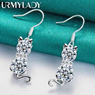 925 Sterling Silber Fuchs Zirkon Ohrringe für Damen Charm Schmuck