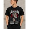 Men's Vintage Graphic Tee With Bearded Biker Print, Crew Neck Short Sleeve Cotton Blend Casual Streetwear For Daily Wear And Weekend Outings