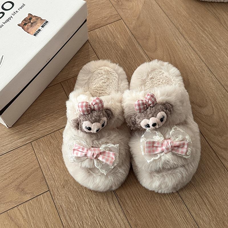 Allsidige tegneserieanimasjonsmelk Huhu Mao Baotou slepe damesko sesongmote avslappet stil komfortable hjemmesko