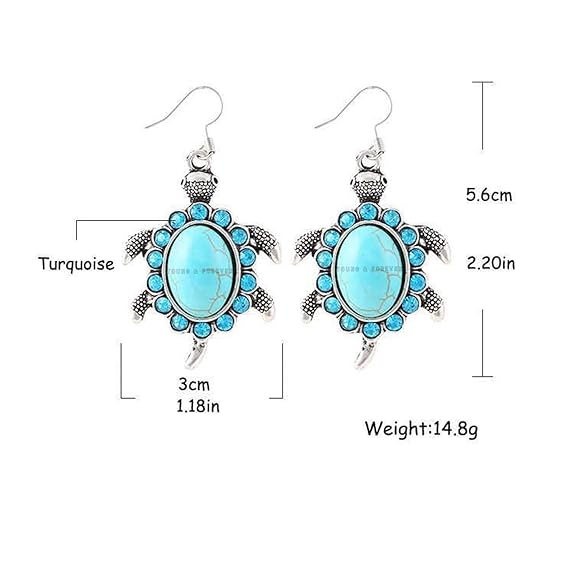 Valentinstagsgeschenk, oxidiertes Silber, schwarzes Metall, Messing und türkisfarbener Magnesitstein, hängende Traumfänger-Ohrringe für Frauen/Mädchen (blau)