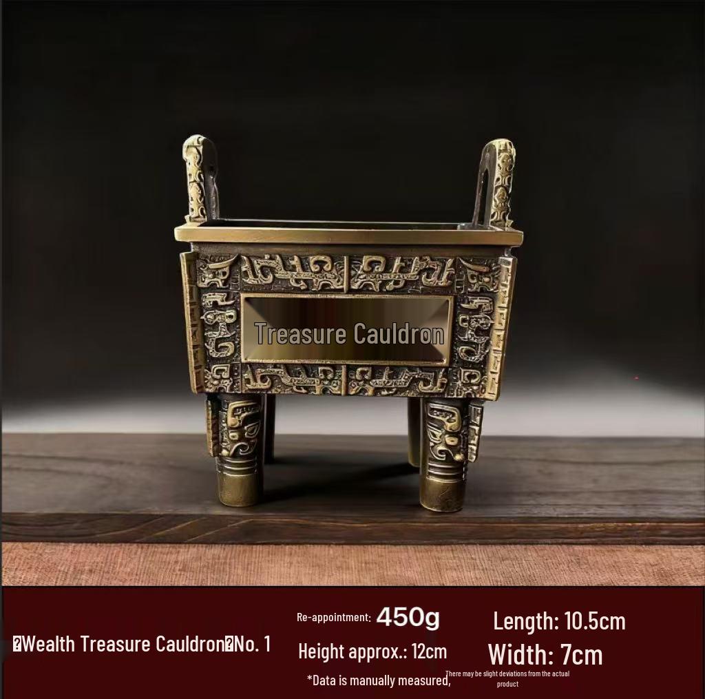 Brass and Copper Double Dragon Ding: Decorative Office & Home Ornament