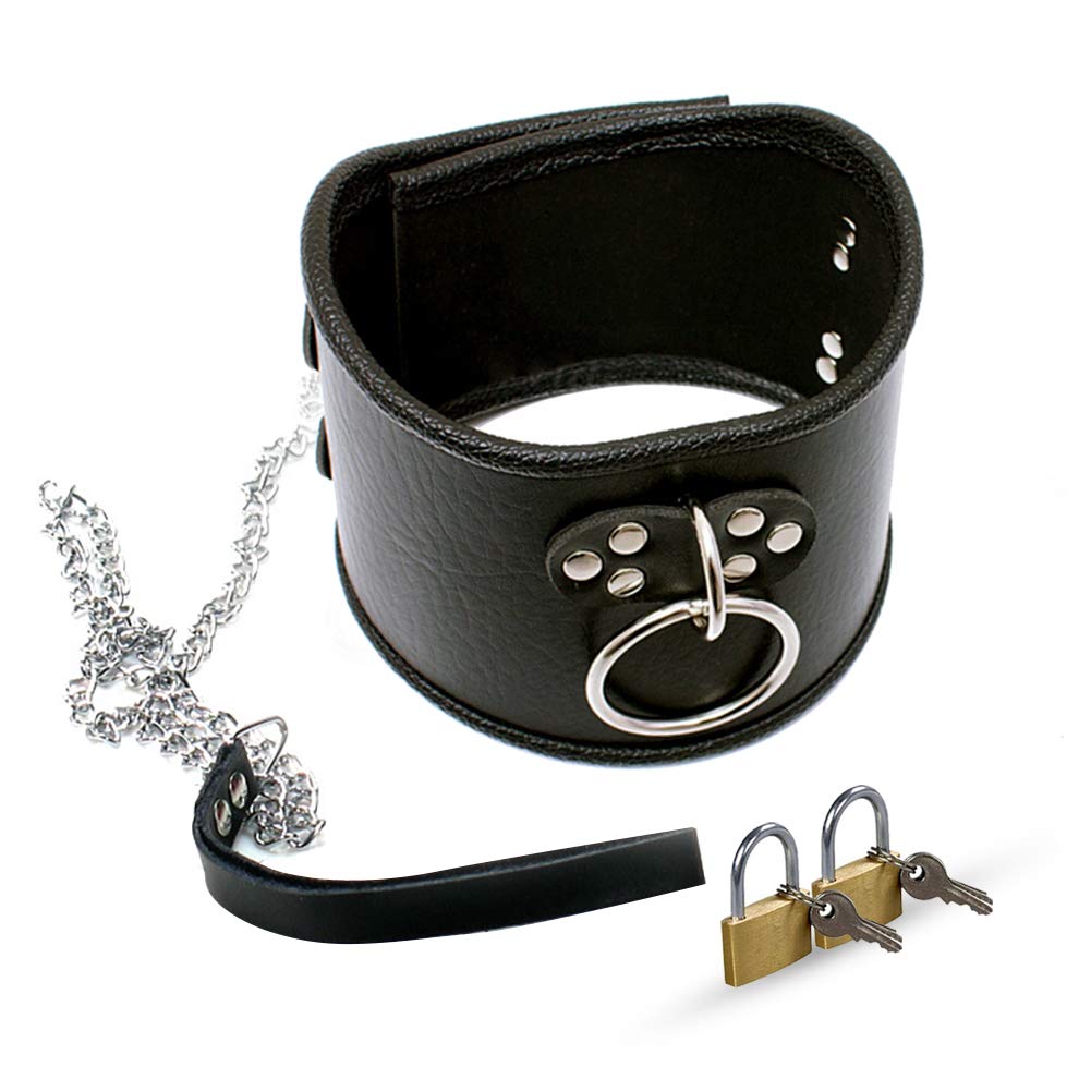 SXOVO SM Collar for Flirty Collar with Lock and for Slave and Cosplay Humans, Adjustable, Chain, Training, Restraints,