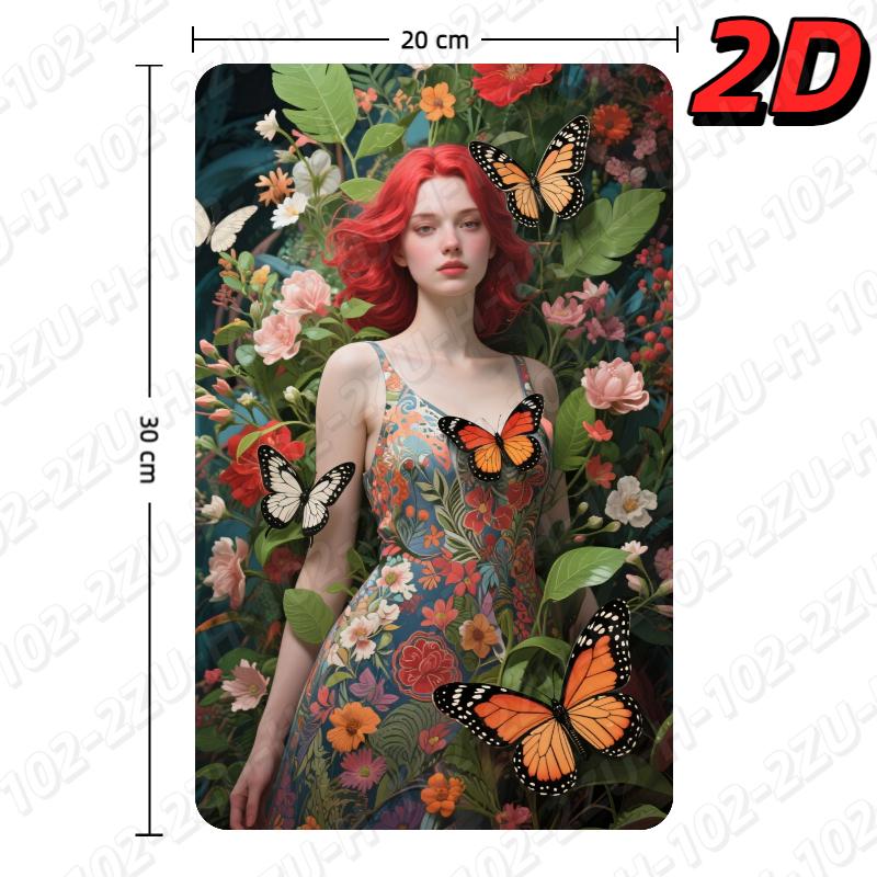 AIYISTYLE Dekoracja Ścienna Sukienka Kwiatowa Portret Motyla Boho Natura Sztuka Ścienna