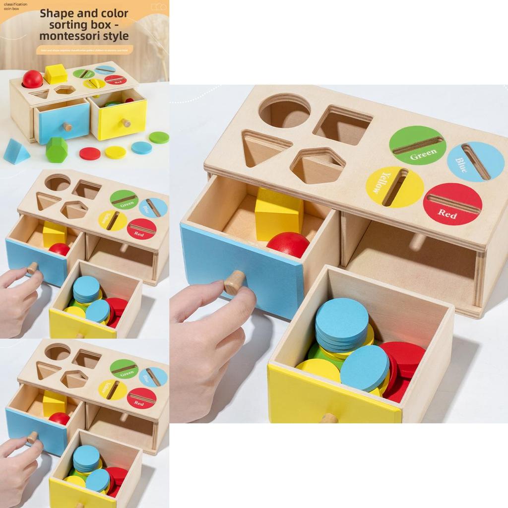 Wooden Geometric Coin Box For Kids Education And Color Recognition Toy
