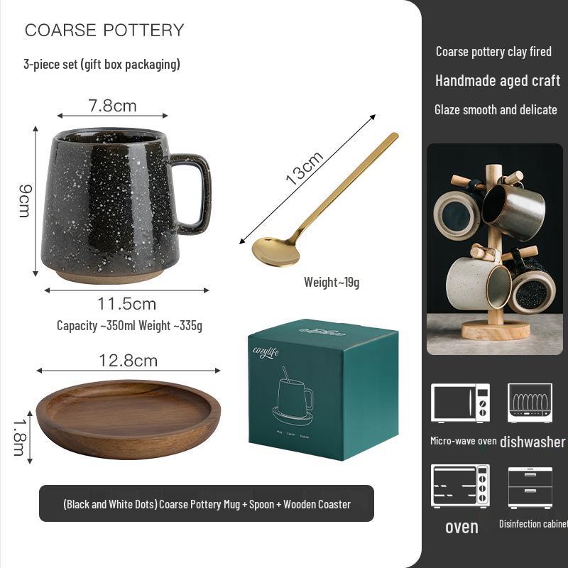 Japanese Retro Ceramic Mug Set – Creative Household & Office Coffee Cups with Gift Box