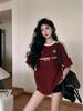 Women's Plus Size Retro Wine Red Patchwork Cotton Raglan T-shirt - Slimming, Short Sleeve, Loose Fit for Summer