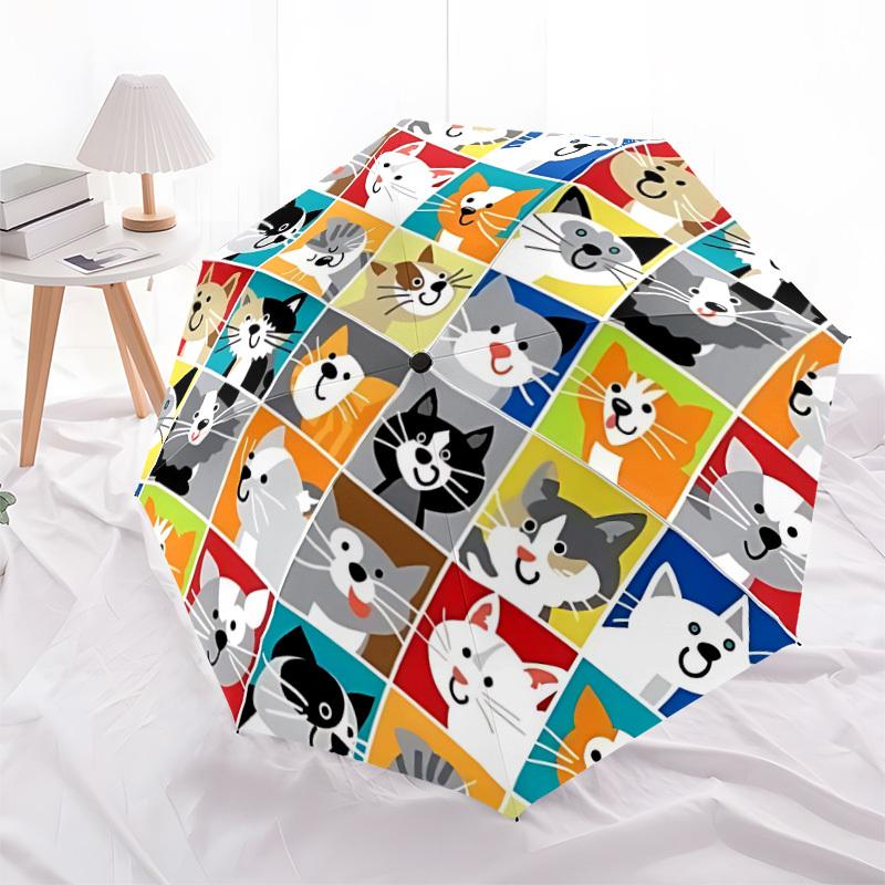 1pc Cat Collection Automatic Open/Close Umbrella with Folding feature Compact Travel Umbrella, Lightweight design, for Commuting, Business068