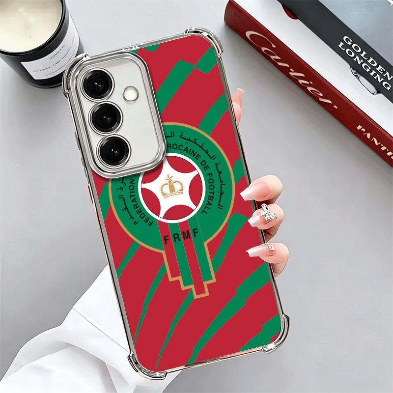 Morocco Flag Plating Phone Case For Samsung A17 A07 A37 A57 A16 A56 A15 A55 A14 A54 A13 A53 A26 A36 A25 A35 A24 A34 A23 A33