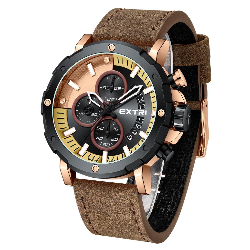 Extri Men'S Belt Watch Fashion Waterproof Luminous Calendar Quartz Watch