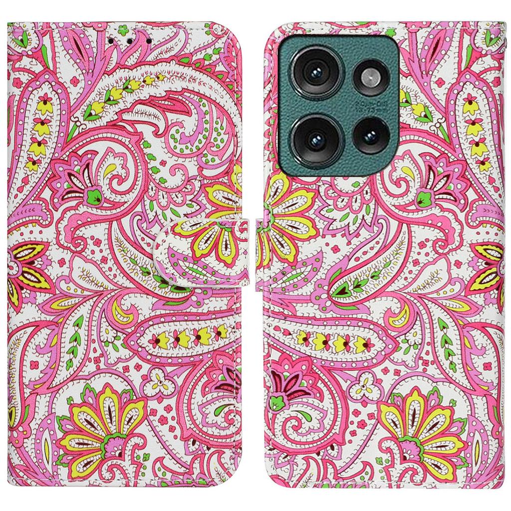 For Motorola Edge 50 5G Case Pattern Leather Wallet Phone Cover with Card Holder