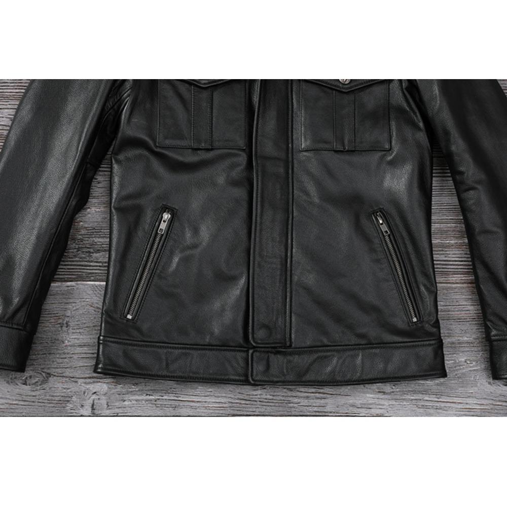 Chinese Size Men Leather Jacket Style Genuine Cowhide Coat Soft Slim Fit Spring