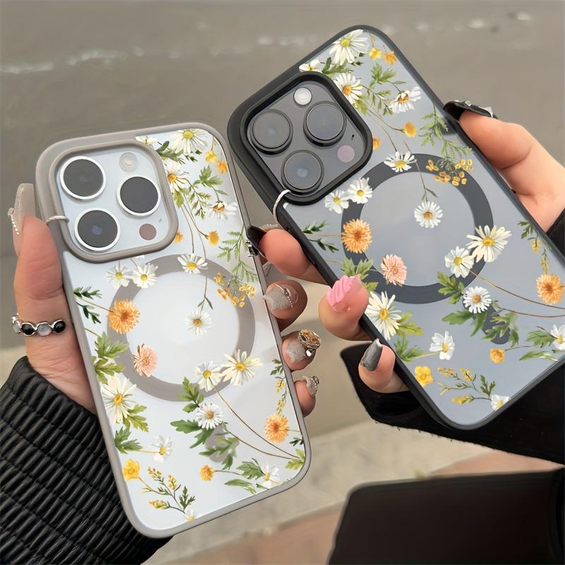 Fresh Small Floral For Magsafe Wireless Charging Phone Case for iPhone 17 16 15 14 13 12 11 Pro Max Plus Air 16E Magnetic Cover