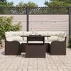 7 Piece Garden Sofa Set with Cushions in Brown and Cream Poly Rattan