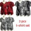 Summer European Streets Leopard Style Printed V-Neck Short Sleeved T-Shirt And Shorts Set Women's and Men's T-shirt Shorts Set