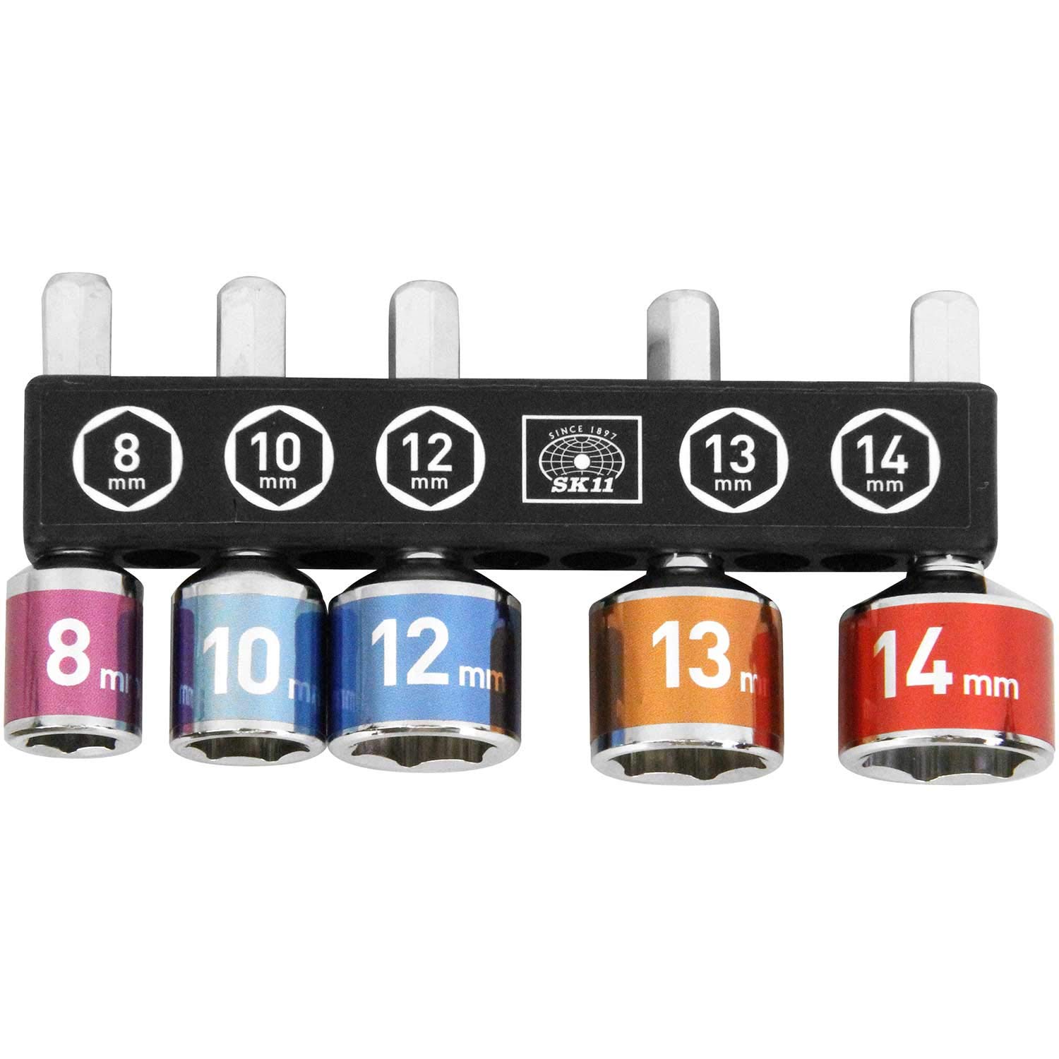 

SK11 Ultra Short Socket 45mm Overall (SK11) Set, Length, 5-Piece Set, 8/10/12/13/14mm, SCSS-5