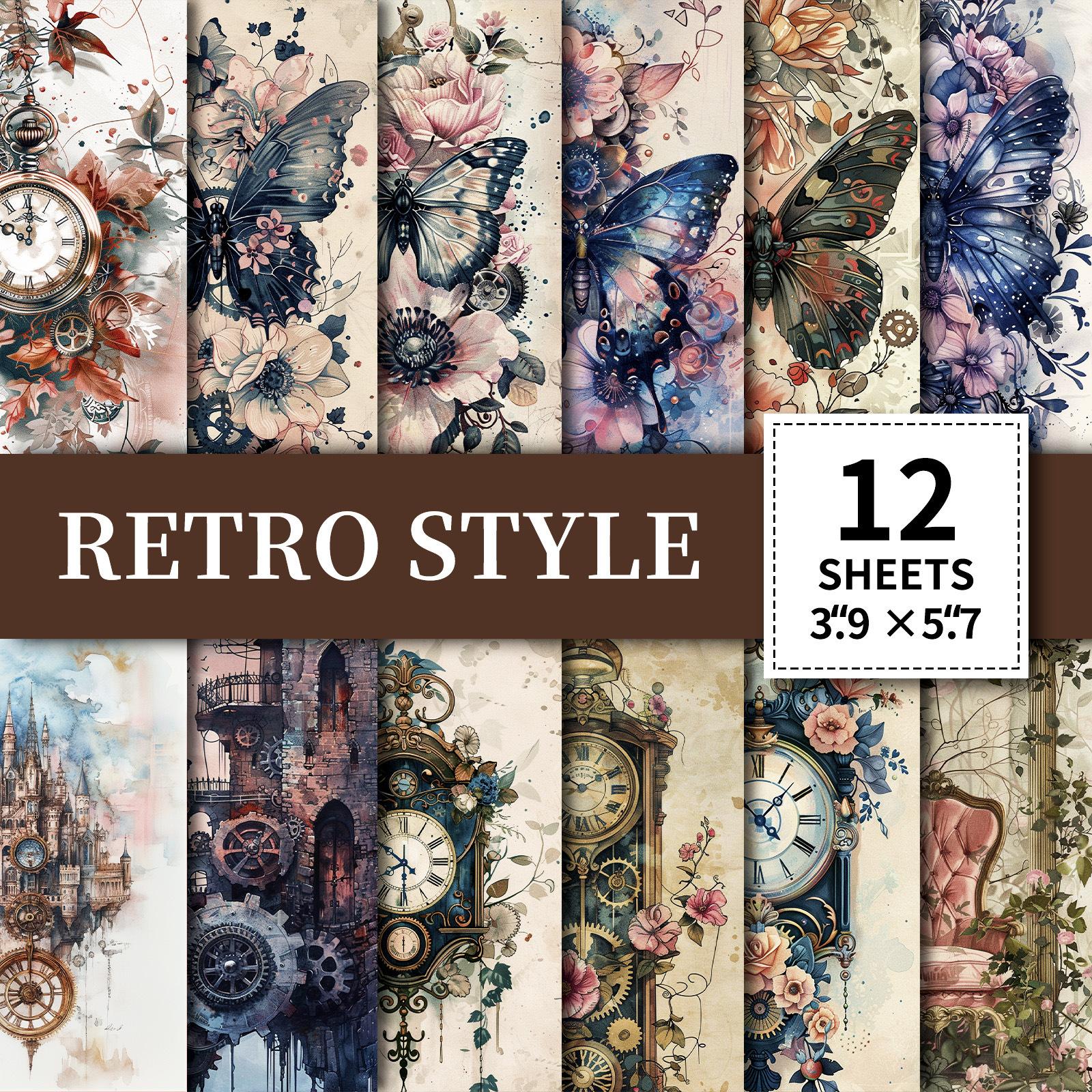 Retro-Style High-Quality Paper Background Materials Retro English Poster Paper for Handmade Journals DIY Collage Decorative Back