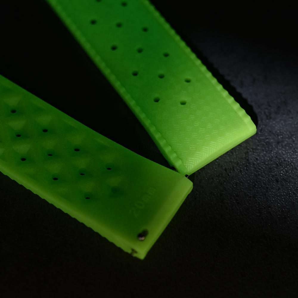 20mm Quick Release FKM Rubber Watch Strap Glow Tropical Design Flat End Universal Fit Durable