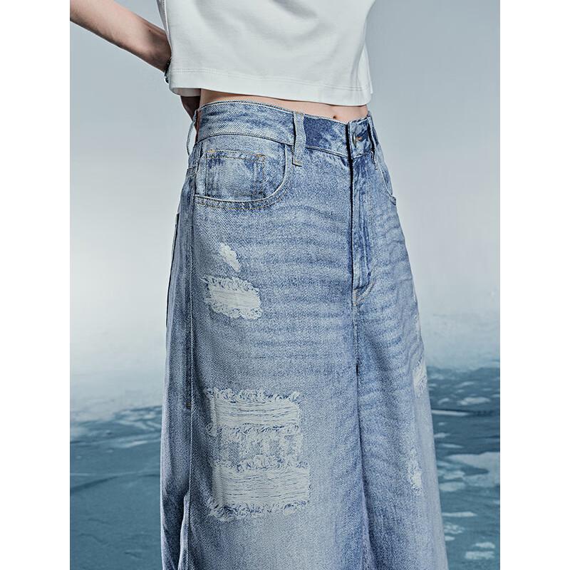 Chu Yu Women's Printed Lyocell Wide-Leg Denim Jeans