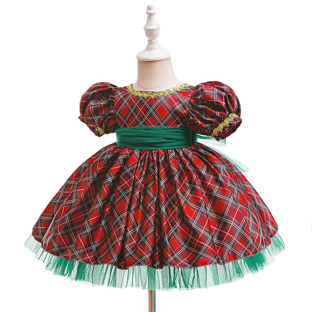 Red & Green Sequin Christmas Dress: Santa Claus Snowflake Costume, Girls' Mesh Princess Dress