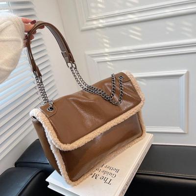Women's Versatile Plush Chain Shoulder Bag - Large Capacity Autumn/Winter Fashion Crossbody
