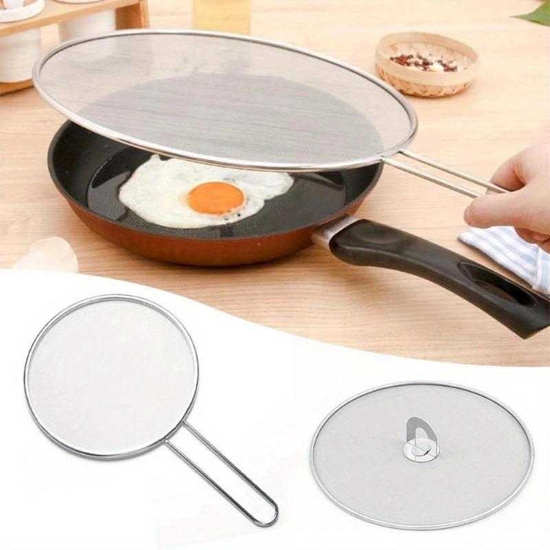 Splatter Screen Mesh Cover for Cooking Pots and Pans Oil Frying Pan Lid with Handle Reusable Non-Stick Splatter Guard Accessory