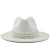 Modern Design  Wool Felt Wide Brim Flat Top Hat Formal Fashion Women Fedora Hat