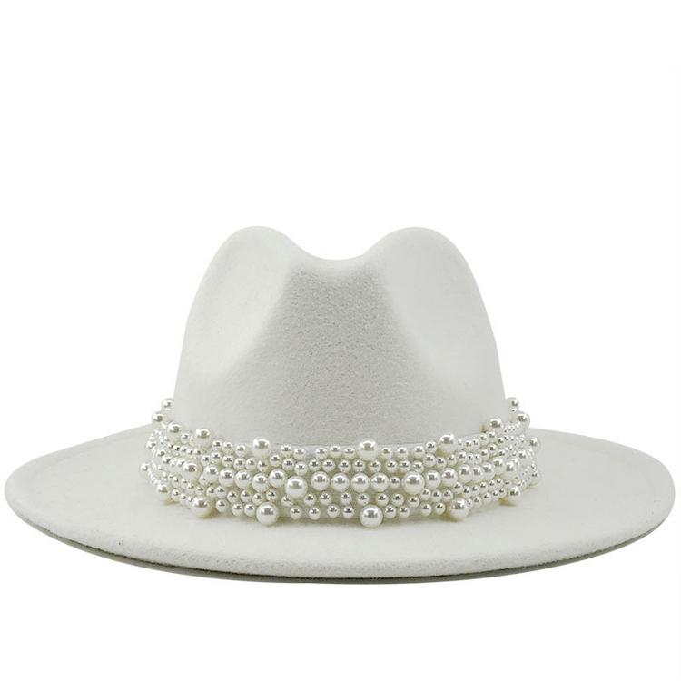 Modern Design Wool Felt Wide Brim Flat Top Hat Formal Fashion Women Fedora Hat