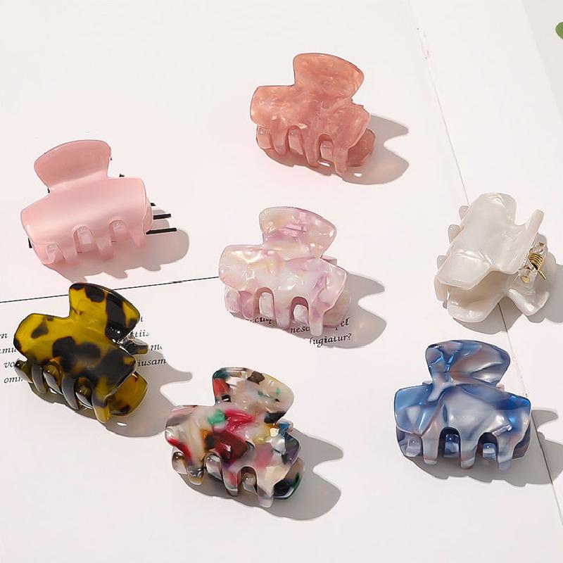 Sweet Small Mini Hair Claws Clip For Women Tortoiseshell Transparent Barrette Acrylic Geometric Hairpin Acetate Hair Accessories