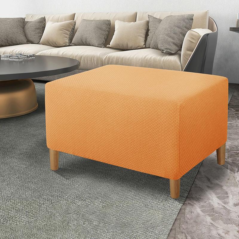 1PC Rectangle Protector Elastic Jacquard All-inclusive Ottoman Cover Solid Color Home Decor Anti Slip Footstool Cover