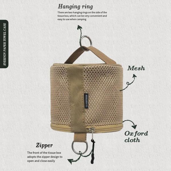 Outdoor Camping Paper Towel Drawer Home Mesh Tube Paper Towel Storage Bag Car Hanging Roll Paper Tube Bag Storage Box Tissue Holder Bag