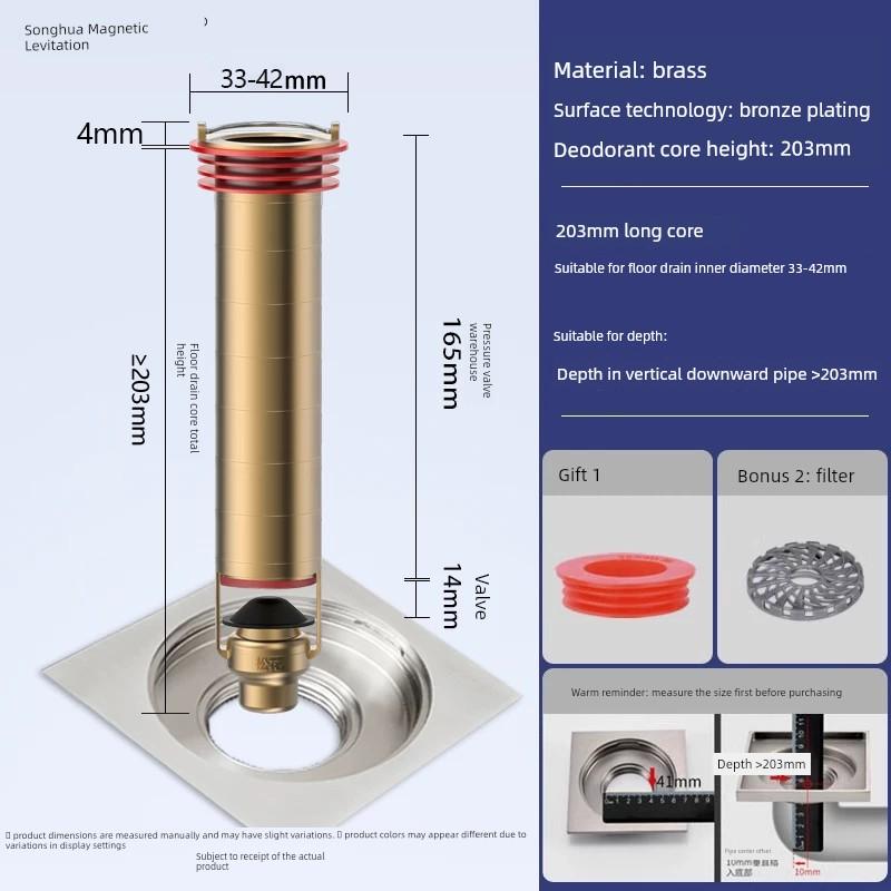 Magnetic Levitation Anti-Odor Floor Drain Core for Bathroom Sewer, Prevents Odor Return, Insect Prevention, and Clogging; Universal Magic Device