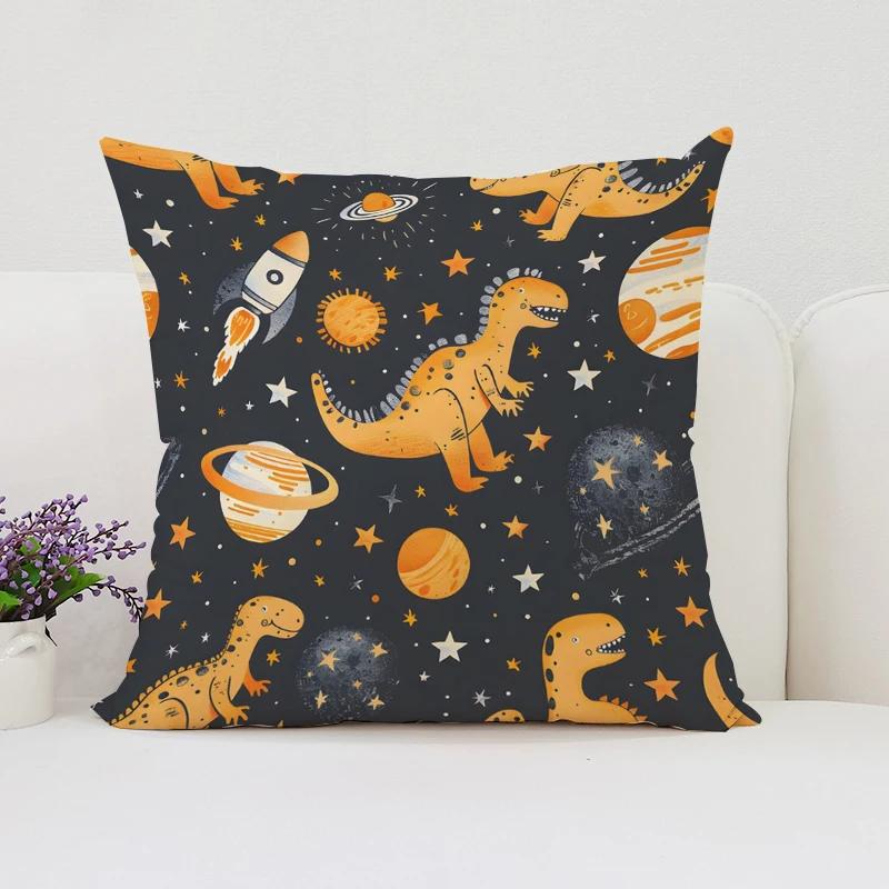 40x40 Cushion Cover Dinosaur Land Pillow Cover Sofa Decoration Children's Room Decorative Pillow Cover Kids Exquisite Gift